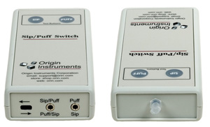 Photo of sip / puff switch courtesy of Origin Instruments website